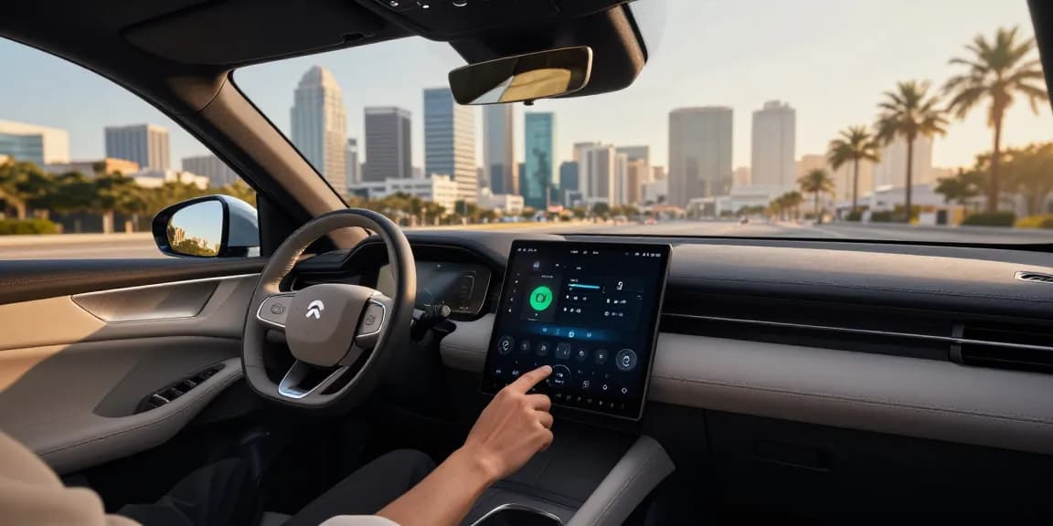 Driver adjusting settings in Cadillac Lyriq showcasing how do the driving modes in cadillac lyriq offer different ranges or battery usages?
