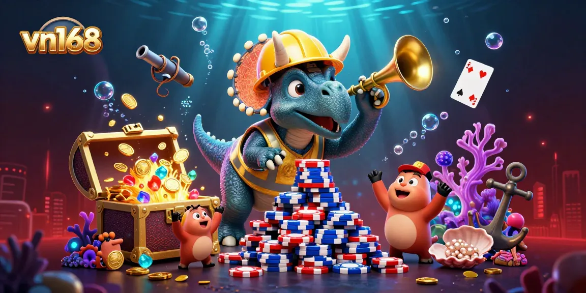 Celebrate wins with vn168's exciting gaming elements in a vibrant, dynamic casino setting.