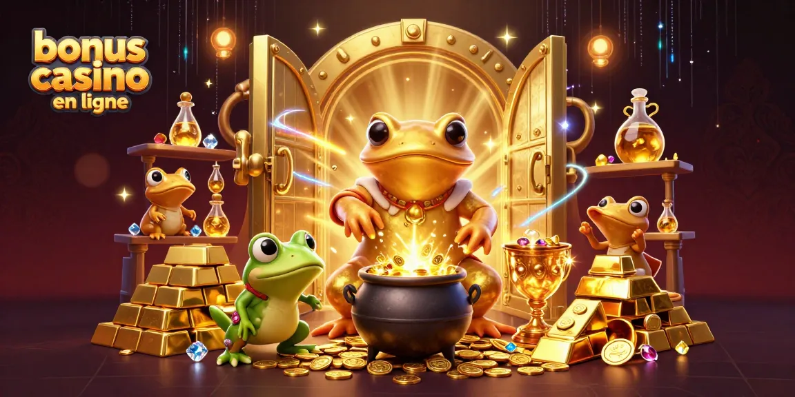 Profitez des bonus casino en ligne avec une illustration 3D de personnages alchimiques transmutant des métaux en pièces d'or.