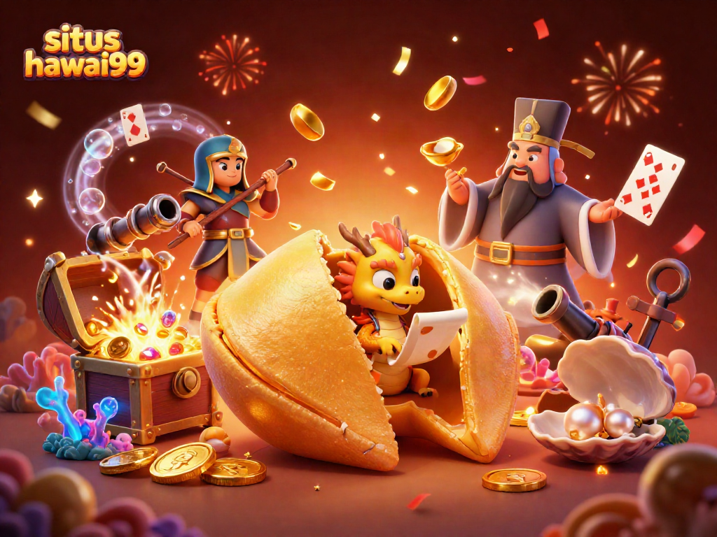 Experience excitement with situs hawai99 in this vibrant 3D casino scene brimming with fortune!