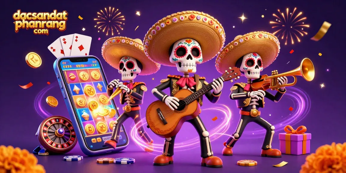Play vibrant slots and games at dacsandatphanrang com with dynamic 3D mariachi characters.