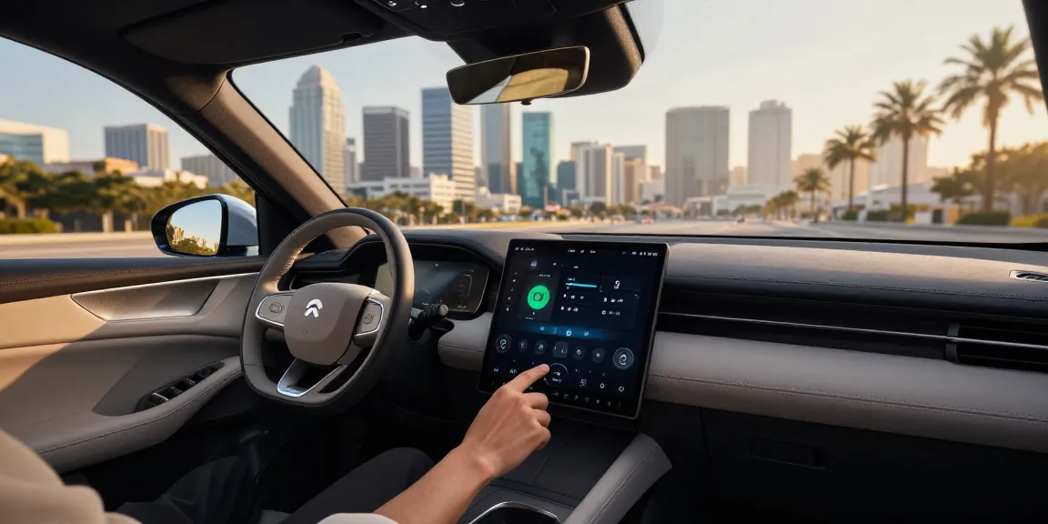 Driver adjusting settings in Cadillac Lyriq showcasing how do the driving modes in cadillac lyriq offer different ranges or battery usages?