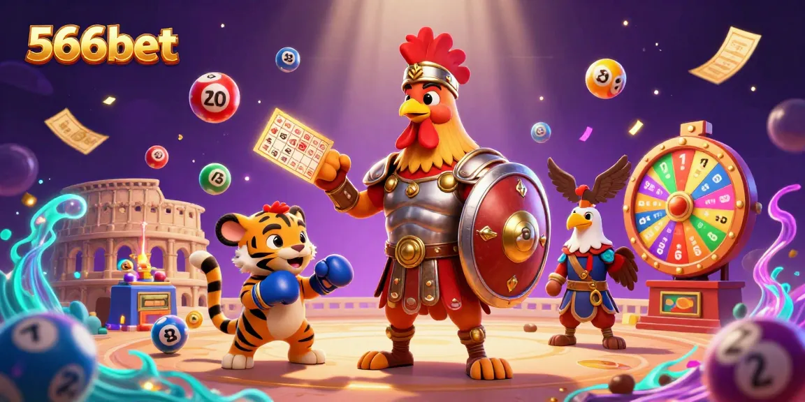 Engage in thrilling action with 566bet as colorful lottery elements bounce around a dynamic illustration