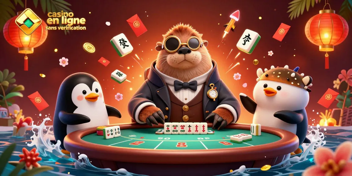 Jouer au casino en ligne sans vérification avec un phoque en costume éclairé par des lanternes chinoises.