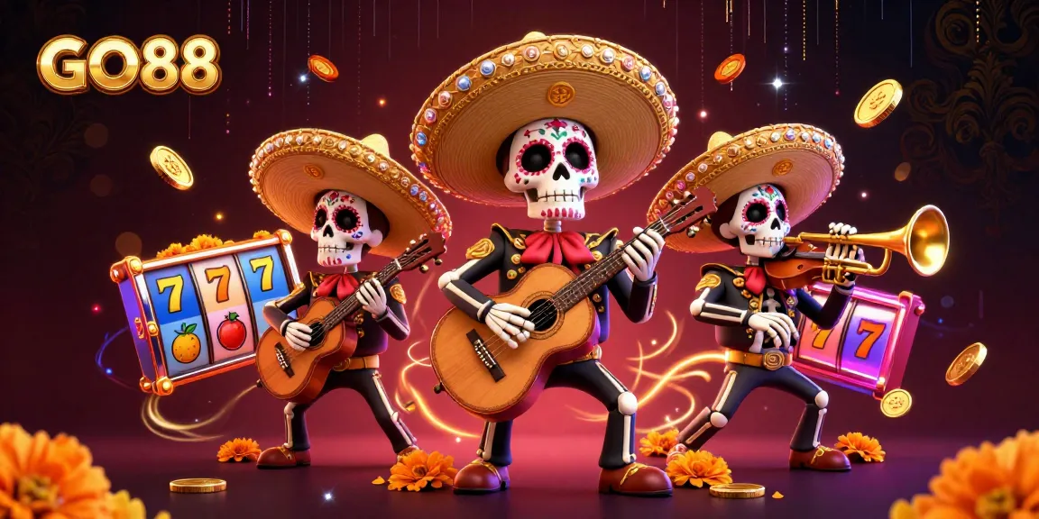 Experience thrilling gameplay with GO88 as a lively mariachi band celebrates big wins in this vibrant casino illustration.