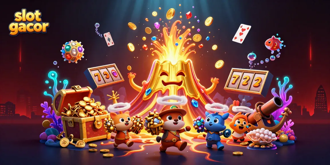 Experience the thrill of slot gacor with dynamic treasure scenes featuring jackpots and colorful gems.
