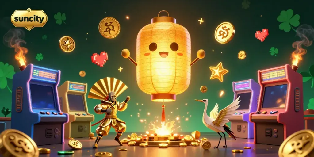 Experience the magical suncity casino universe with vibrant golden characters and rich gaming elements.