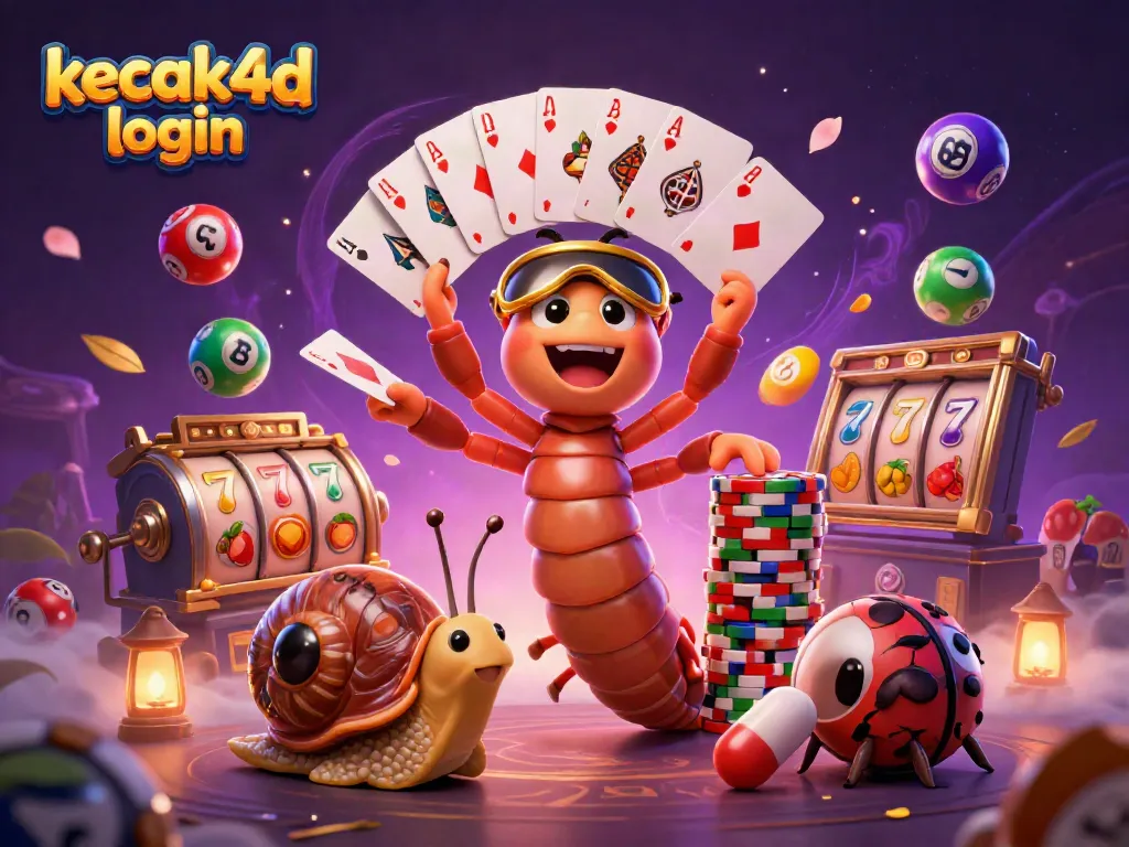 Experience kecak4d login with a vibrant, dynamic 3D casino scene featuring a millipede dealer and exciting game elements.