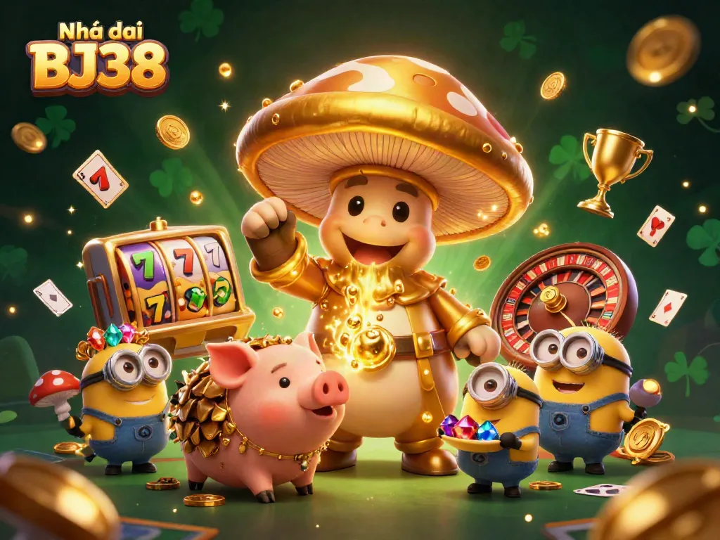 Engage with Nhà cái BJ38's thrilling casino scene full of golden treasures and game excitement.
