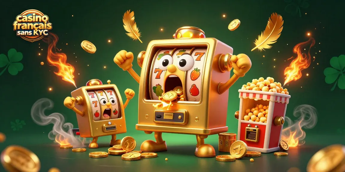 Gagnez gros avec le casino français sans KYC, une machine à sous dorée qui célèbre son jackpot.