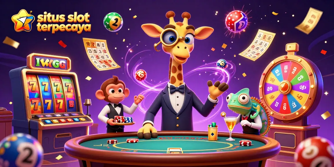 Experience thrilling gameplay at situs slot terpercaya with vibrant slot machines and exciting casino characters.