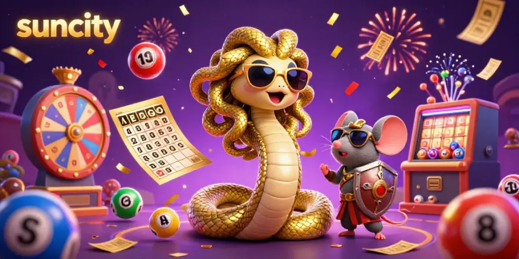 Experience thrilling moments at Suncity with vibrant lottery and casino elements in a magical atmosphere.