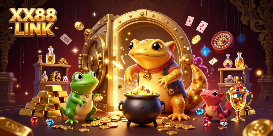 Experience the thrill of winning with XX88 LINK in this vibrant casino-themed illustration.
