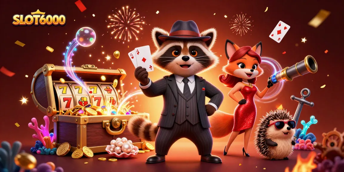 Experience exciting gameplay with SLOT6000, where charming characters celebrate wins amid vibrant casino elements.