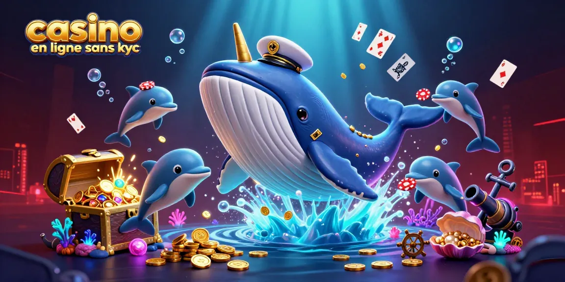 Jouez aux meilleurs casinos en ligne sans KYC avec des personnages ludiques dans un océan de pièces.
