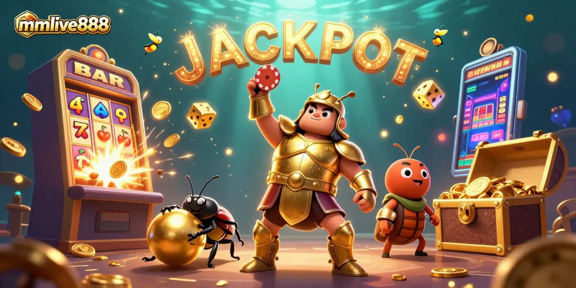 Experience the excitement of mmlive888 with a jackpot explosion and vibrant characters in an engaging 3D animation.