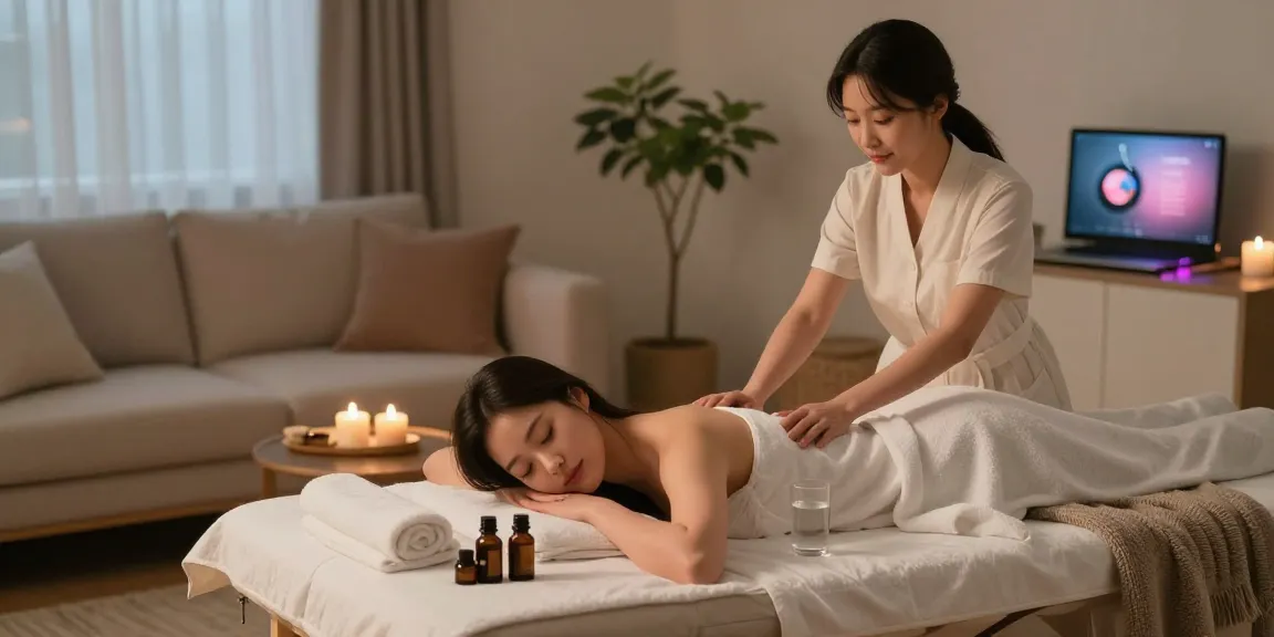 Experience an 인계동출장마사지 in a serene home setting with soothing elements and comfort.