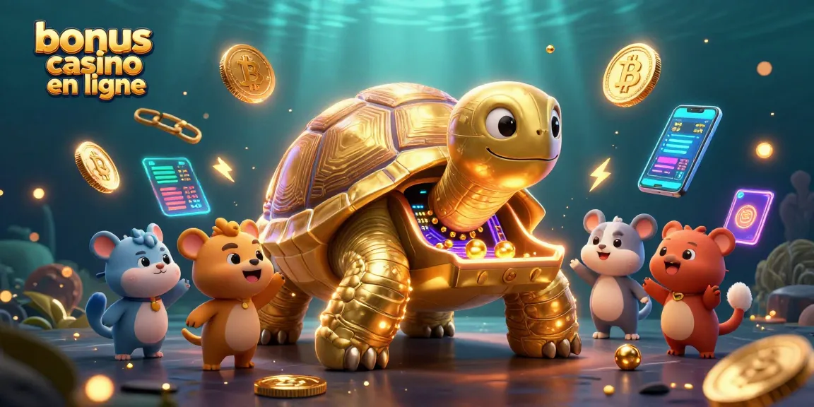 Découvrez les bonus casino en ligne avec des animaux jouant sur une tortue géante-machine à sous.