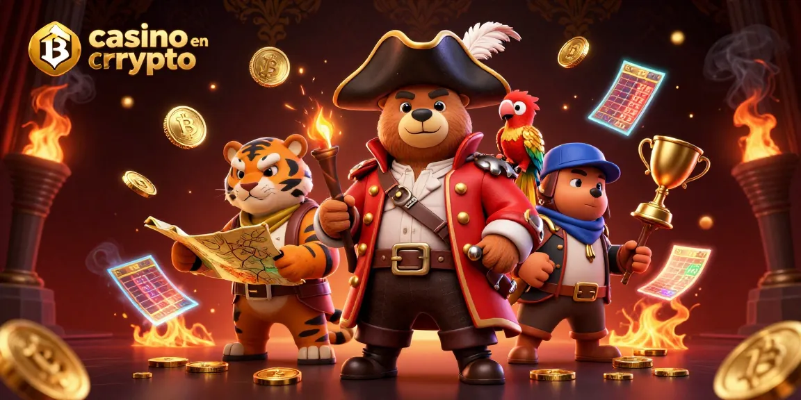 Explorez le monde du casino en crypto avec ce pirate et ses compagnons animés.