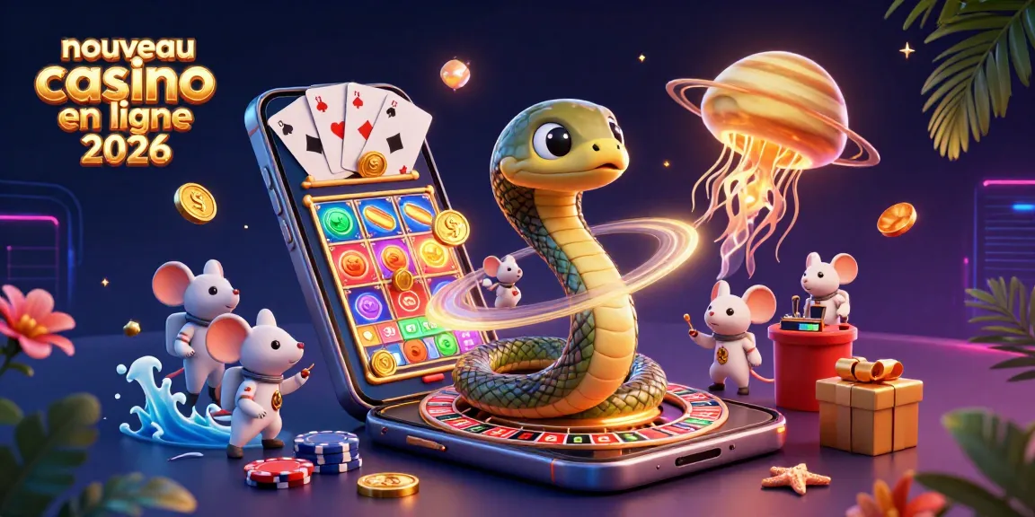 Les astronautes parient sur un nouveau casino en ligne 2026 entouré d'éléments de jeu colorés.