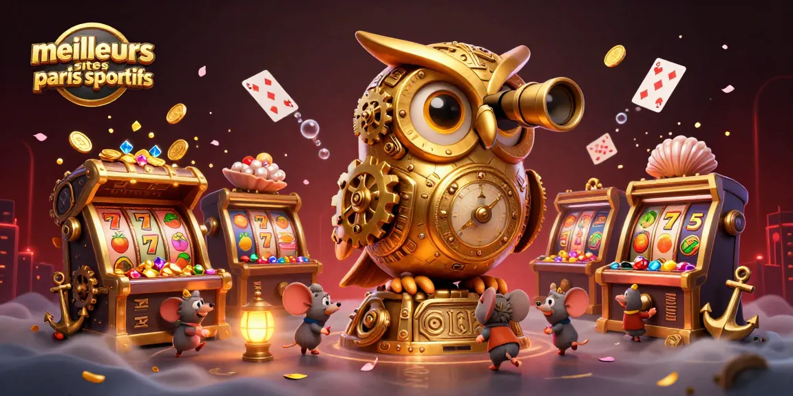 Visualisez les meilleurs sites de paris sportifs avec une illustration 3D captivante montrant des éléments de casino animés.